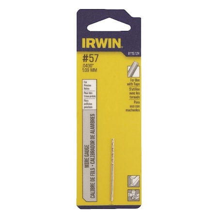 Irwin Irwin No 57 X 1-3/4 in. L High Speed Steel Wire Gauge Bit Straight Shank 1 pc 81157ZR